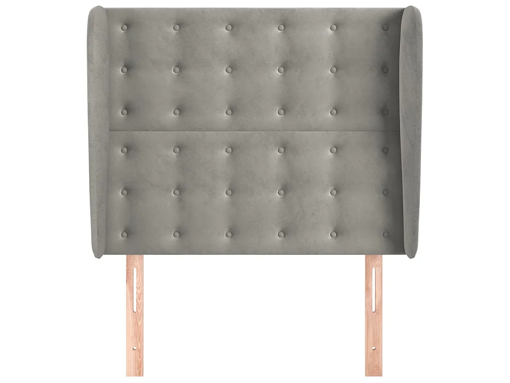 Tête de lit avec oreilles Gris clair 103x23x118/128 cm Velours POI19180 BonneVie Meuble