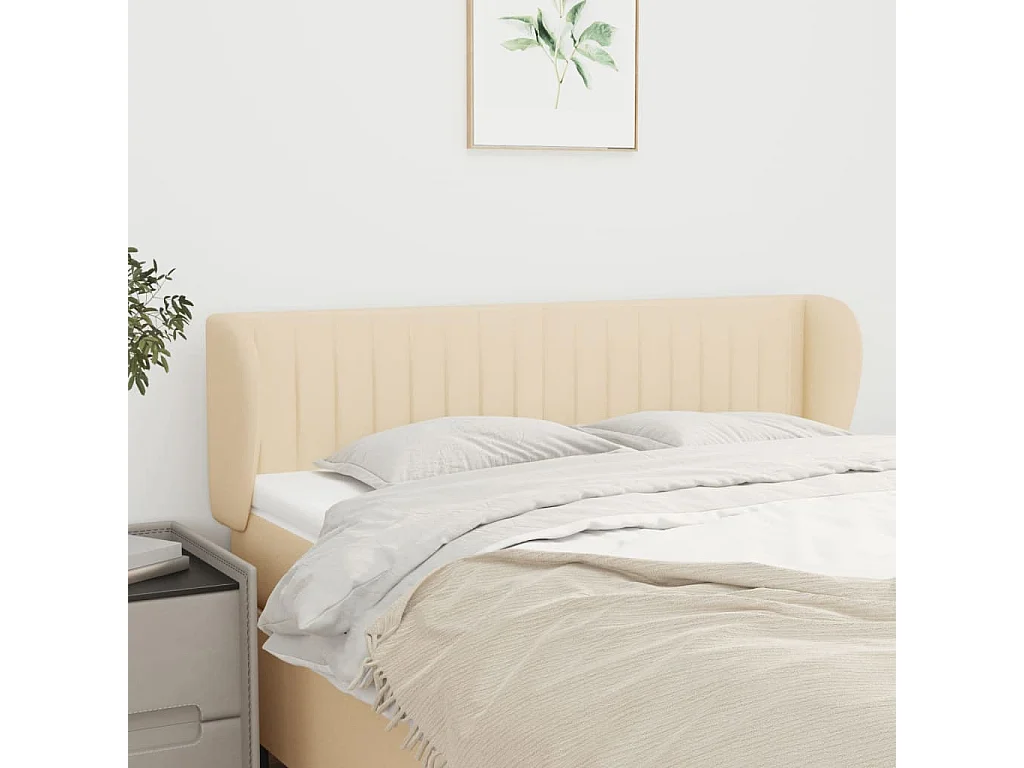 Hoofdbord met randen 147x23x78/88 cm stof crèmekleurig NL634612