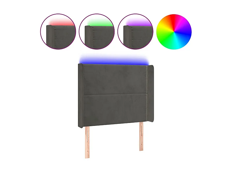 Hoofdbord LED 93x16x118/128 cm fluweel donkergrijs NL284868