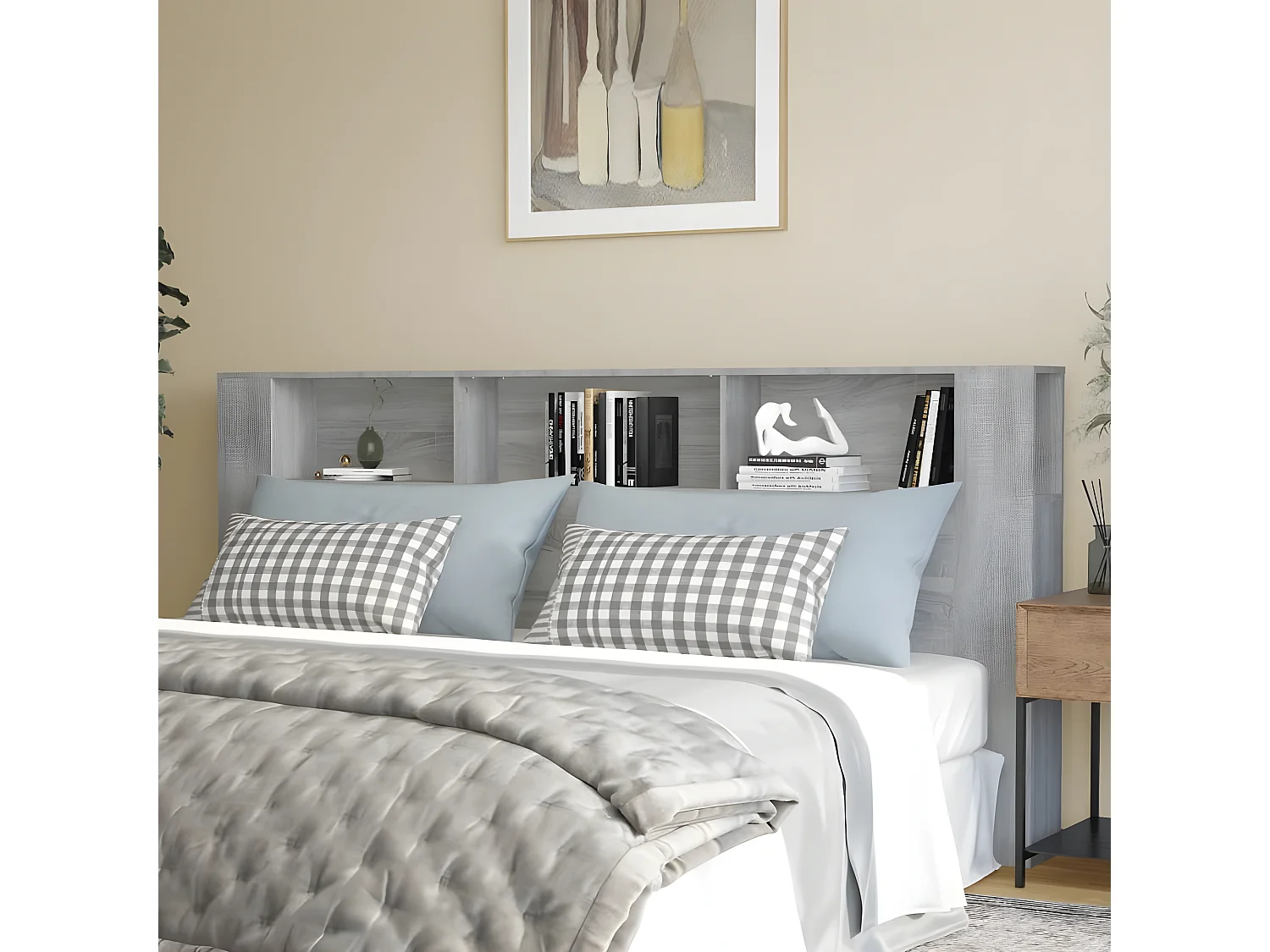 Armoire de tête de lit Sonoma gris 220x18,5x104,5 cm POI22079 BonneVie Meuble