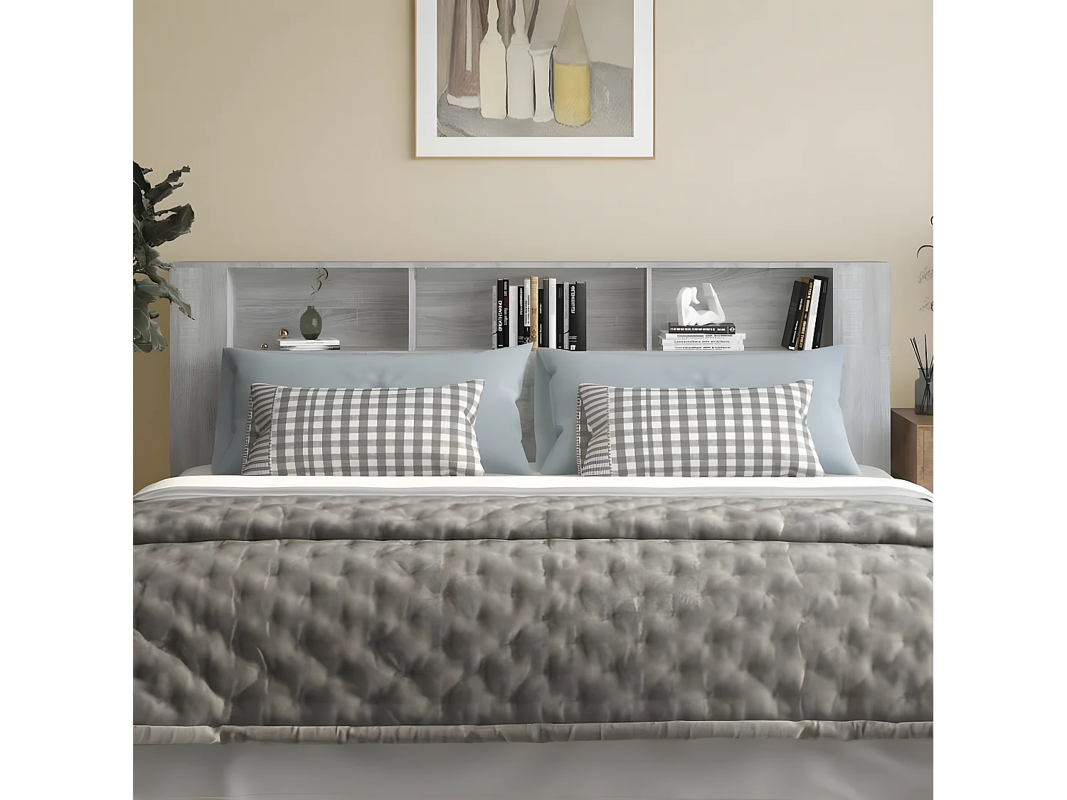 Armoire de tête de lit Sonoma gris 220x18,5x104,5 cm POI22079 BonneVie Meuble