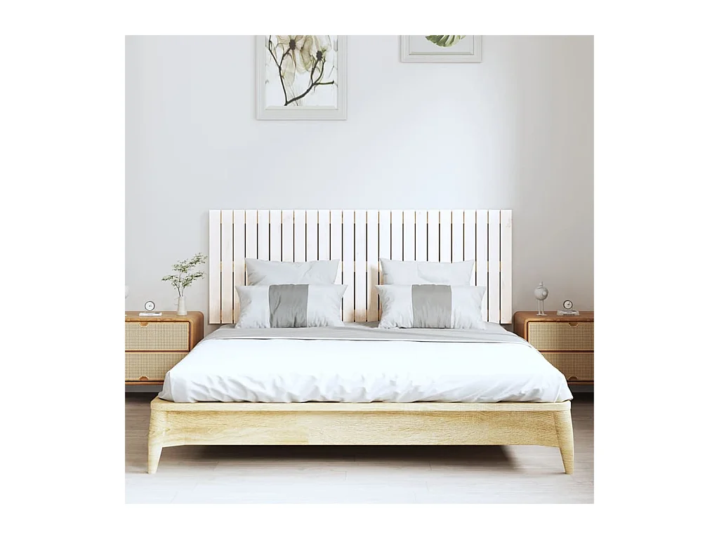 Wandhoofdbord 159,5x3x60 cm massief grenenhout wit NL107616