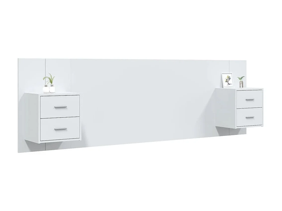 Tête de lit avec armoires Blanc Bois d'ingénierie POI97491 BonneVie Meuble