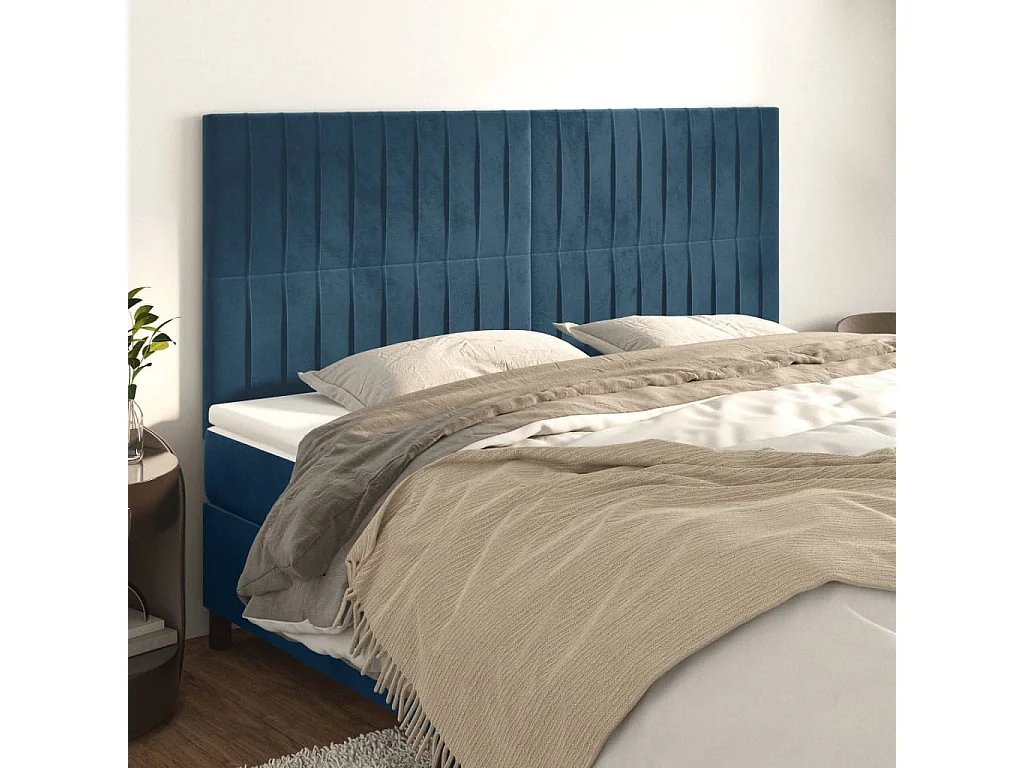 Têtes de lit 4 pcs Bleu foncé 90x5x78/88 cm Velours POI95620 BonneVie Meuble
