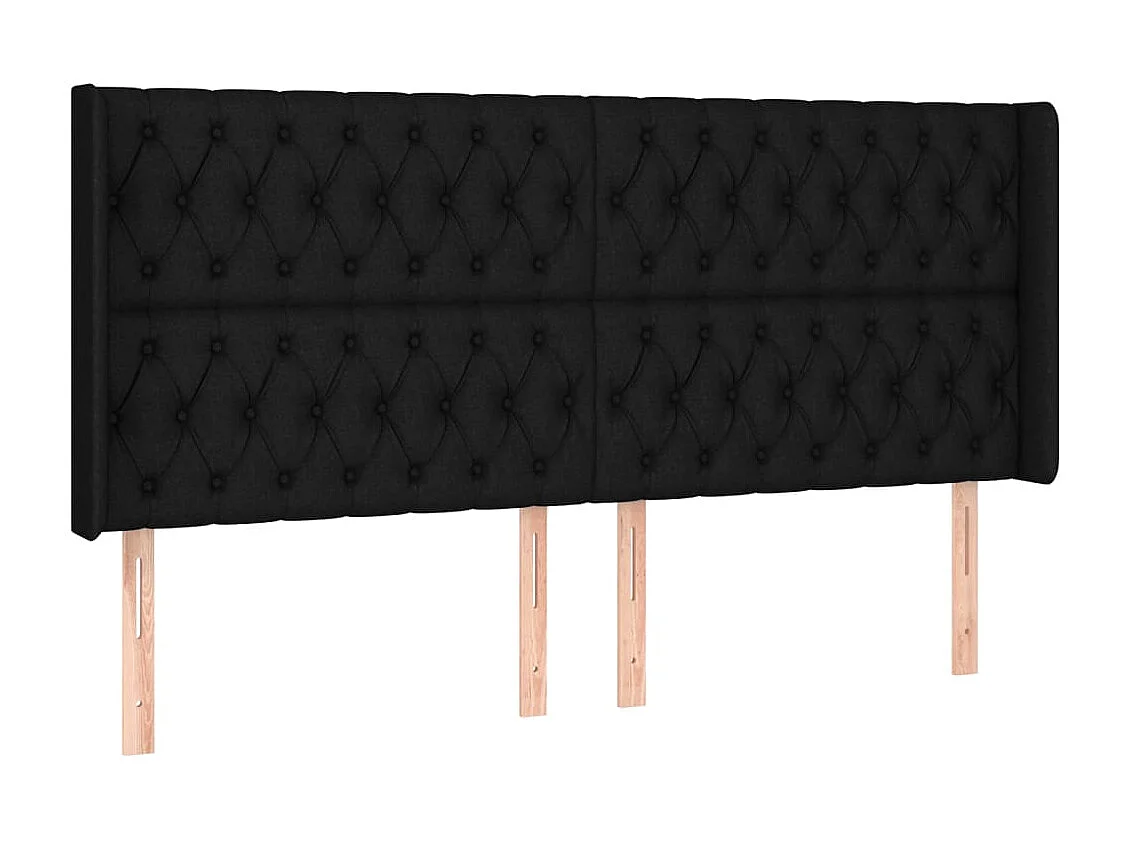 Tête de lit avec oreilles Noir 203x16x118/128 cm Tissu POI55977 BonneVie Meuble
