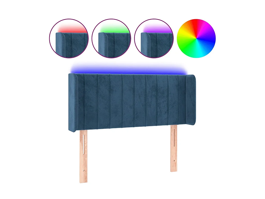 Tête de lit à LED Bleu foncé 93x16x78/88 cm Velours POI39298 BonneVie Meuble