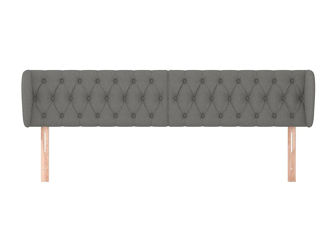 Tête de lit avec oreilles Gris foncé 183x23x78/88 cm Tissu POI49348 BonneVie Meuble