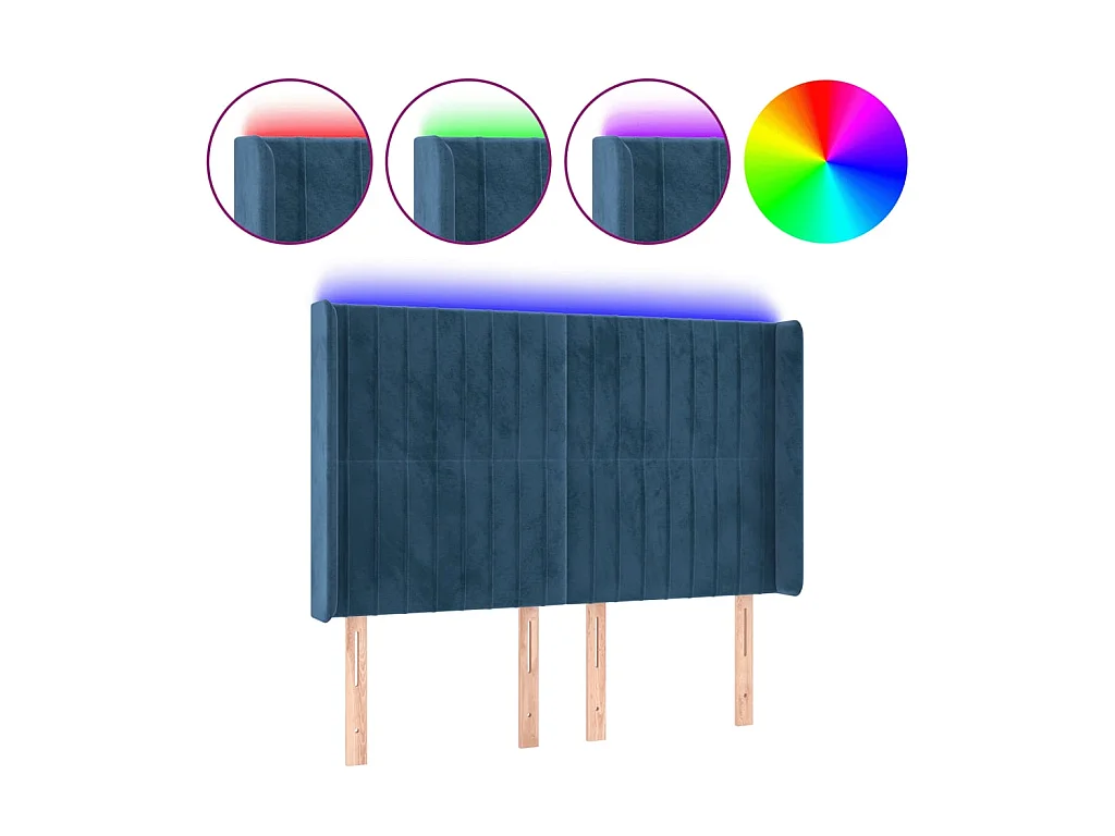 LED Kopfteil,Bettkopfteil Dunkelblau 147x16x118/128 cm Samt -gkd402499