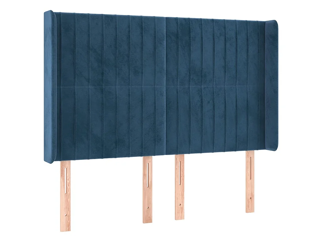 Cabeceira cama c/ luzes LED veludo 147x16x118/128cm azul-escuro PT932618