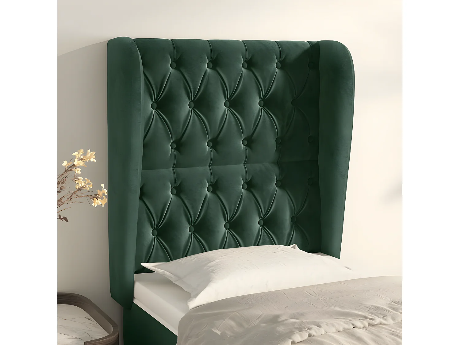 Kopfteil,Bettkopfteil mit Ohren Dunkelgrün 83x23x118/128 cm Samt -gkd937314