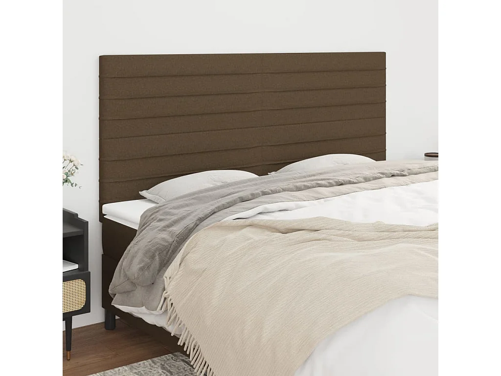 Têtes de lit 4 pcs Marron foncé 100x5x78/88 cm Tissu POI65243 BonneVie Meuble