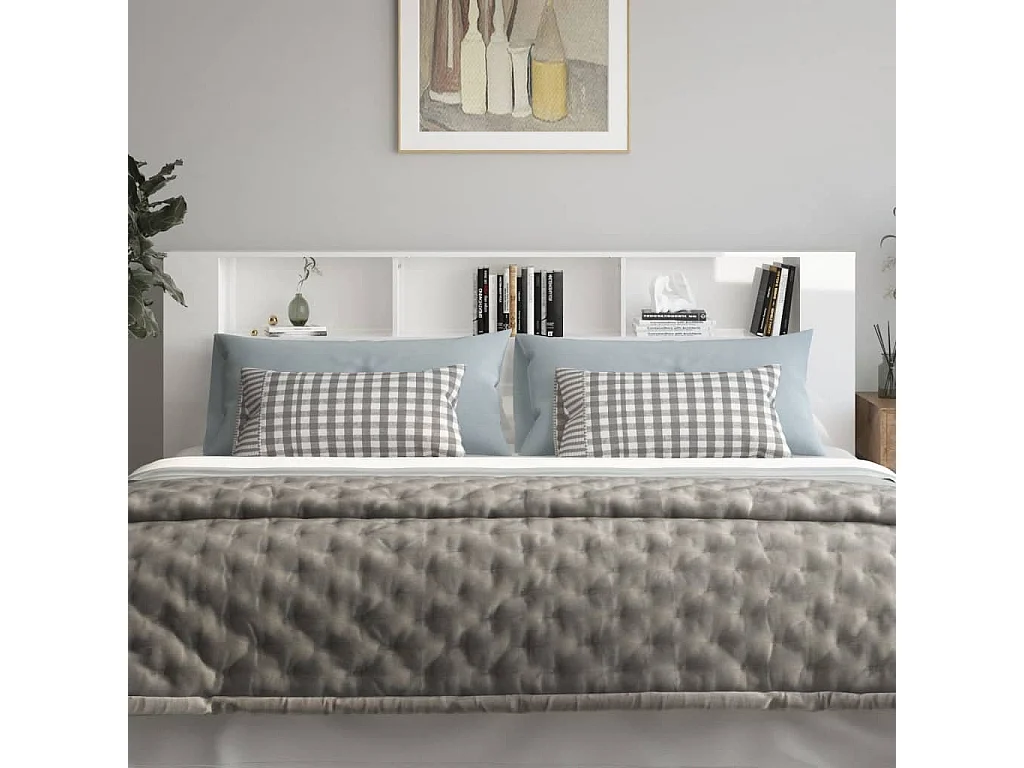 Armário de cabeceira 220x18,5x104,5 cm branco brilhante PT545155