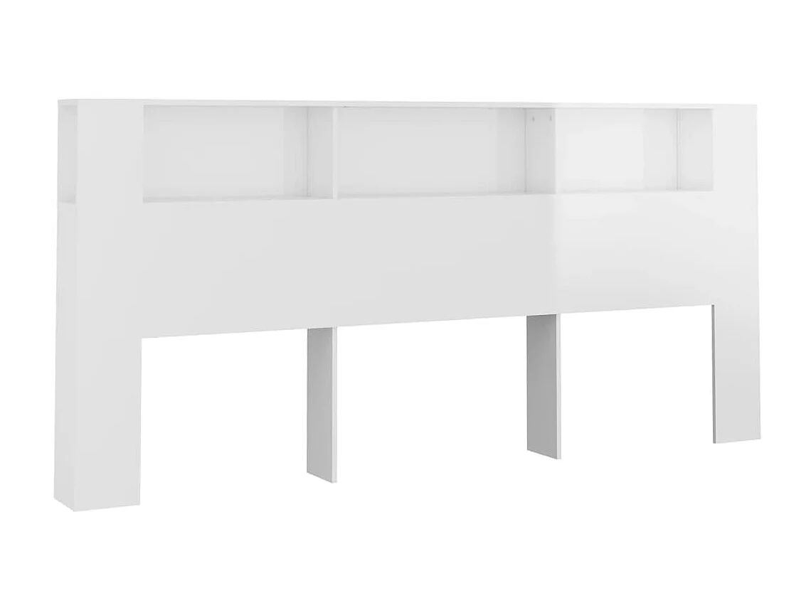 Armoire de tête de lit Blanc brillant 220x18,5x104,5 cm POI80603 BonneVie Meuble