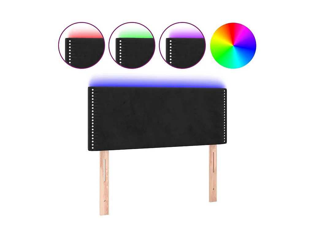 Tête de lit à LED Noir 80x5x78/88 cm Velours POI22713 BonneVie Meuble