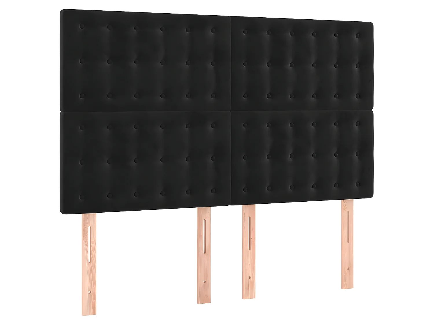 Testiera a LED Nera 144x5x118/128 cm in Velluto CFW949075