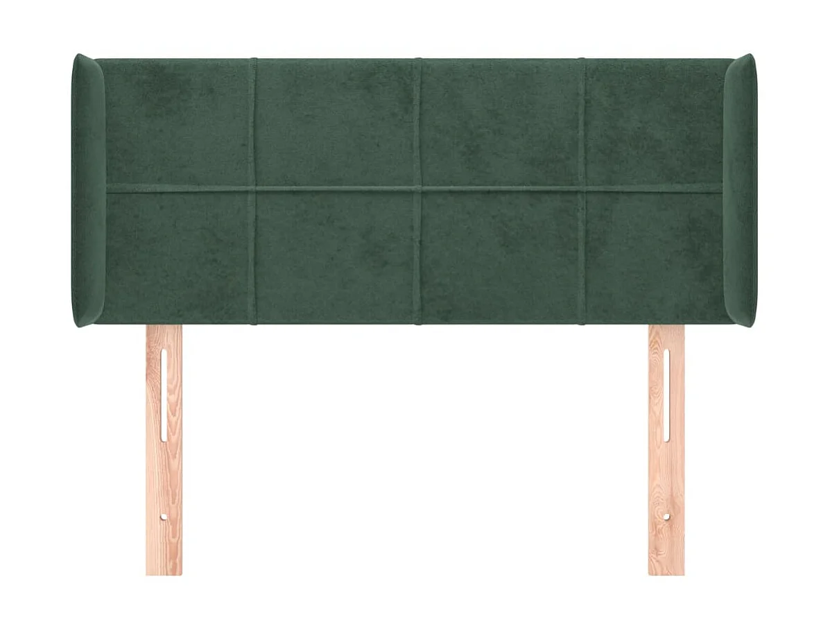 Cabeceira de cama c/ abas veludo 93x16x78/88 cm verde-escuro PT578314