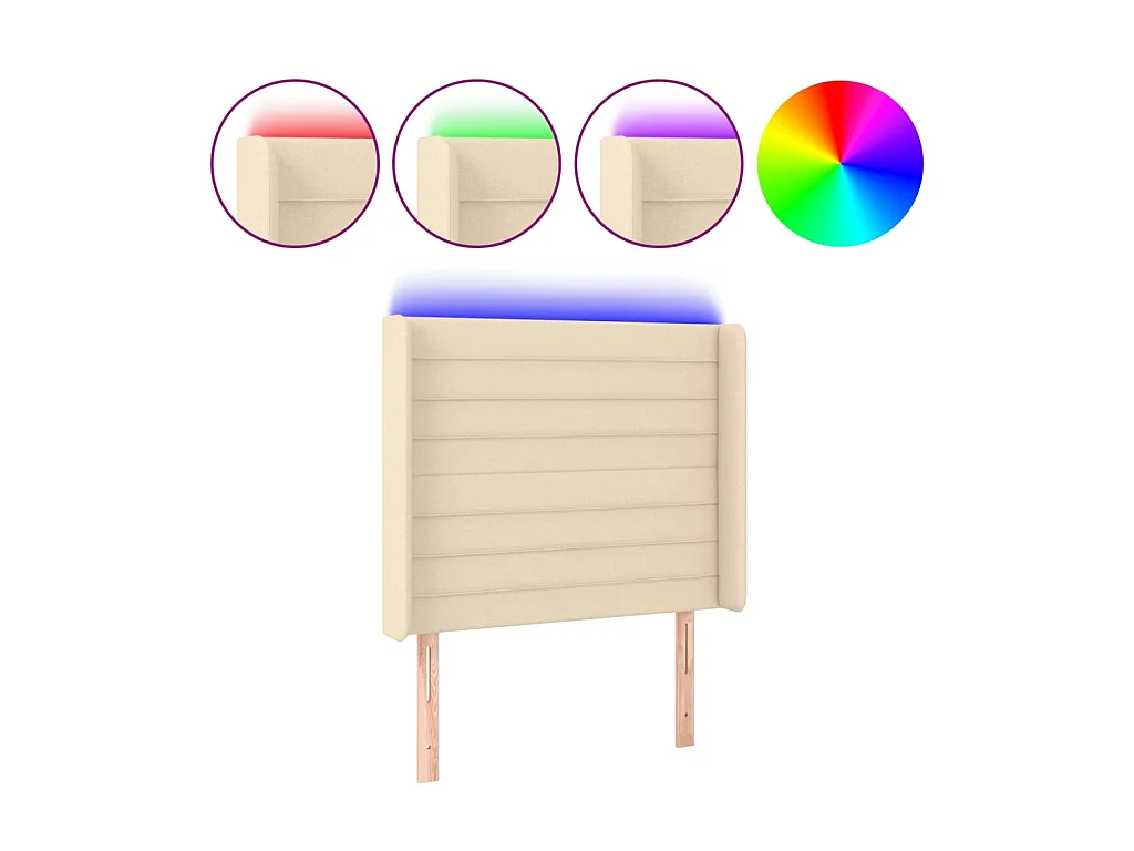 Tête de lit à LED Crème 93x16x118/128 cm Tissu POI63622 BonneVie Meuble