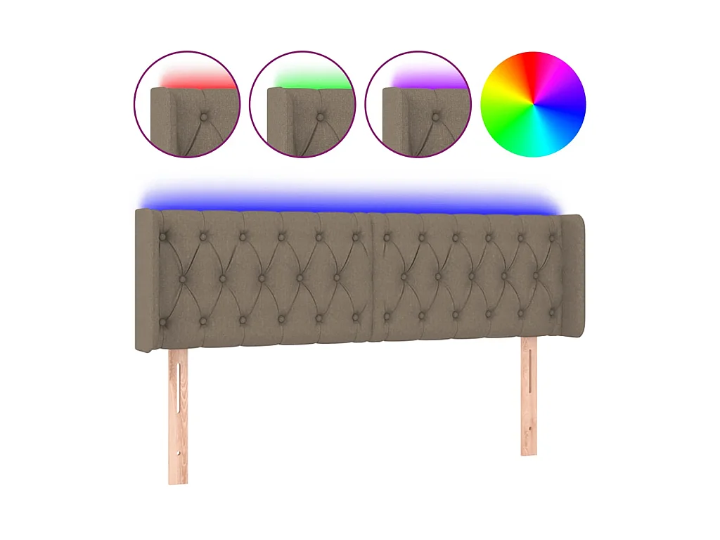 Tête de lit à LED Taupe 163x16x78/88 cm Tissu POI67516 BonneVie Meuble