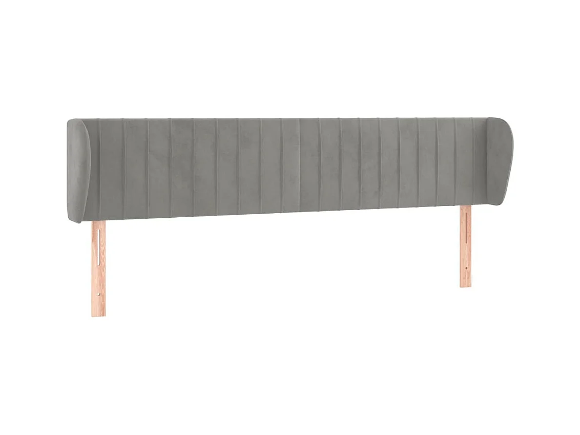 Hoofdbord met randen 203x23x78/88 cm fluweel lichtgrijs NL894400