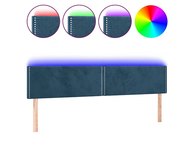 Cabecero con LED de terciopelo azul oscuro 200x5x78/88 cm ES21583