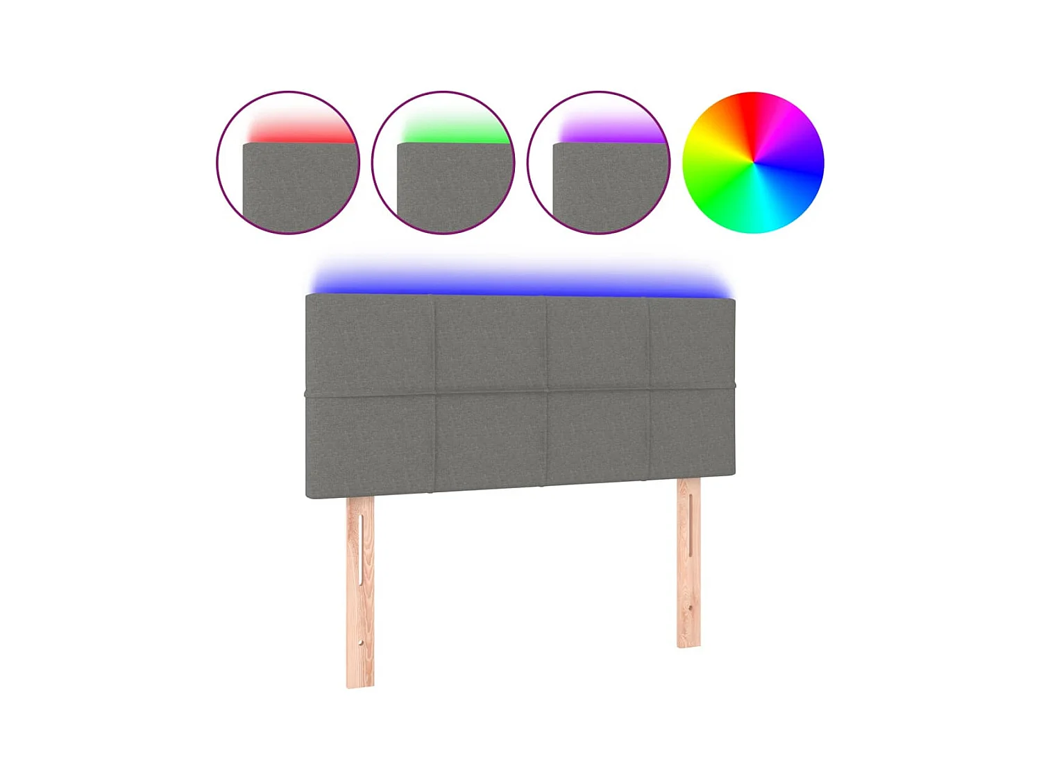 Cabecero con LED de tela gris oscuro 80x5x78/88 cm ES12057