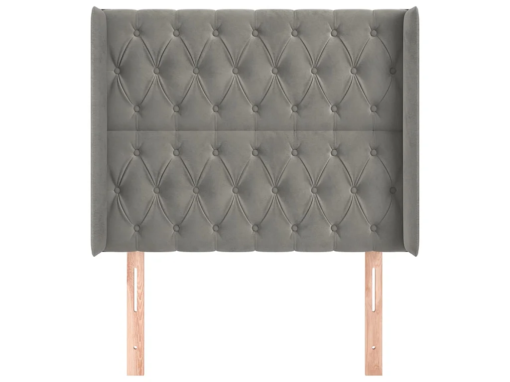 Tête de lit avec oreilles Gris clair 103x16x118/128 cm Velours POI14982 BonneVie Meuble