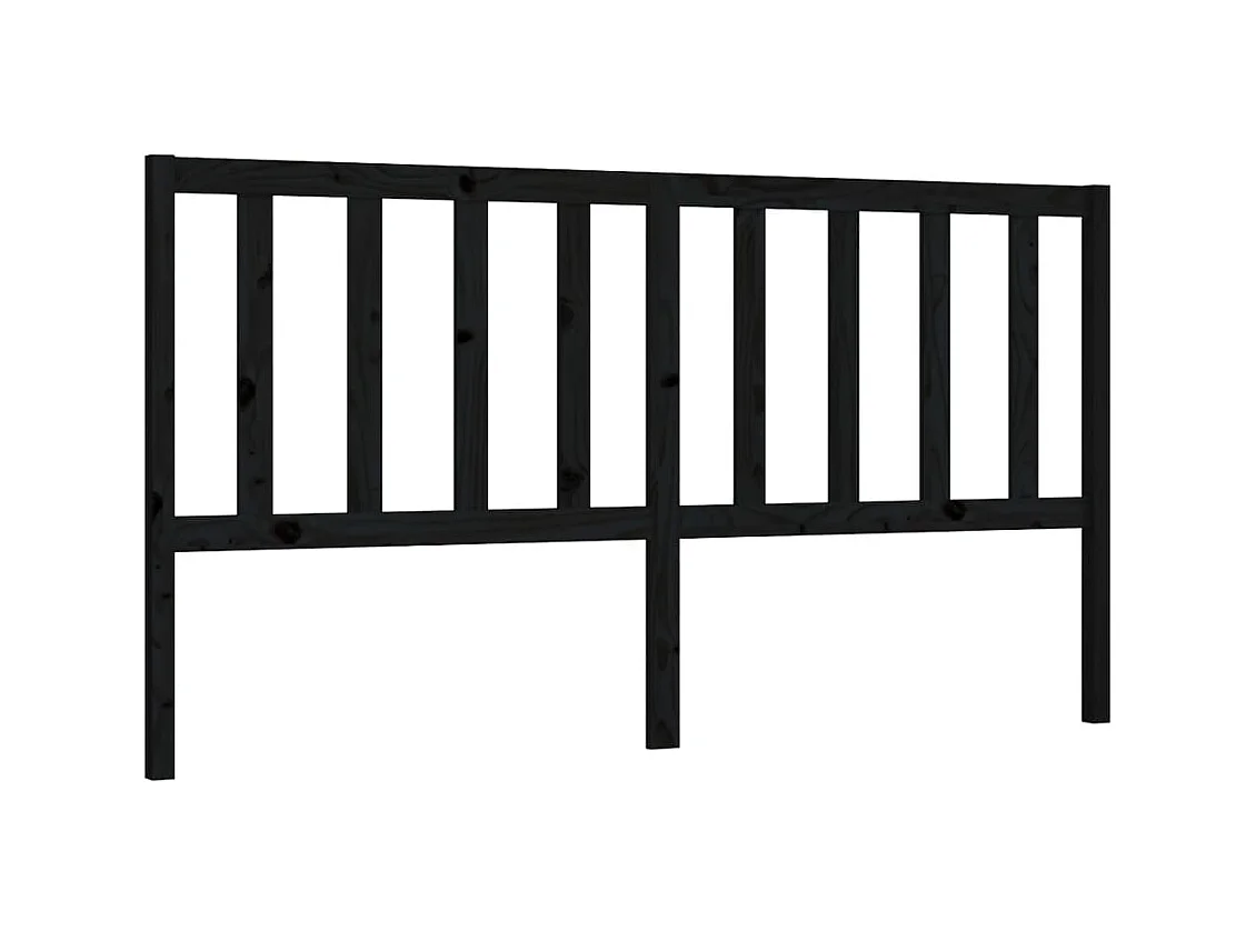 Tête de lit Noir 186x4x100 cm Bois massif de pin POI54271 BonneVie Meuble