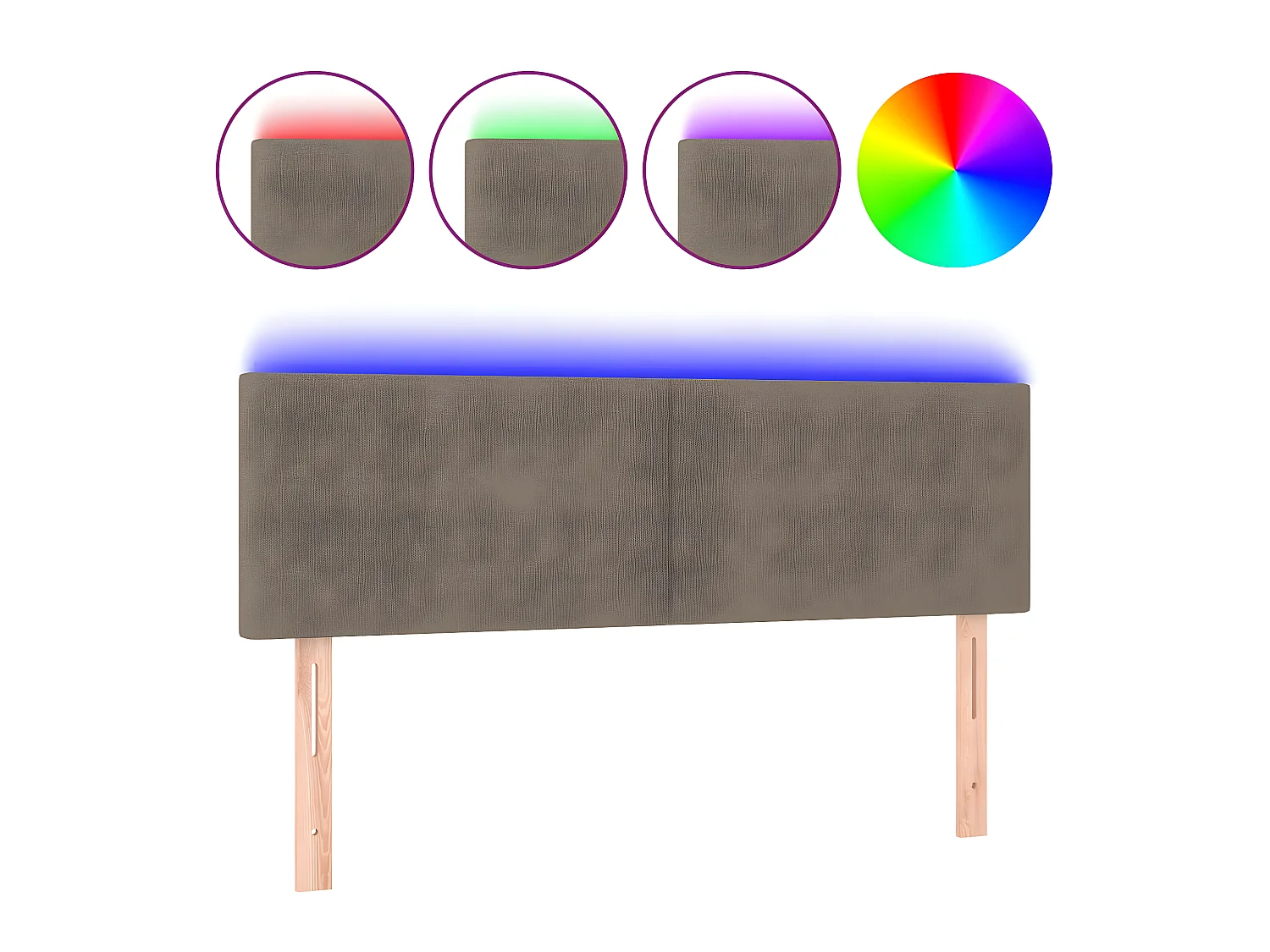 Tête de lit à LED Taupe 144x5x78/88 cm Tissu POI94722 BonneVie Meuble