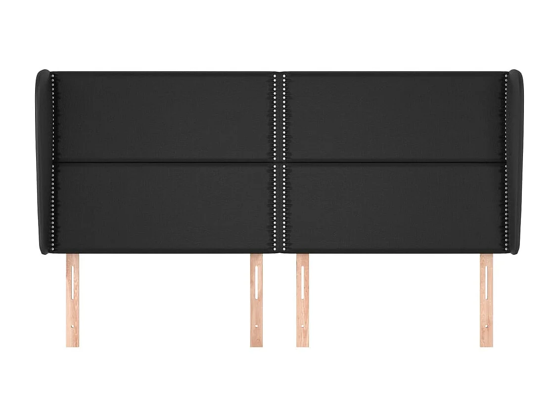 Cabecero con orejas cuero sintético negro 183x23x118/128cm ES55370