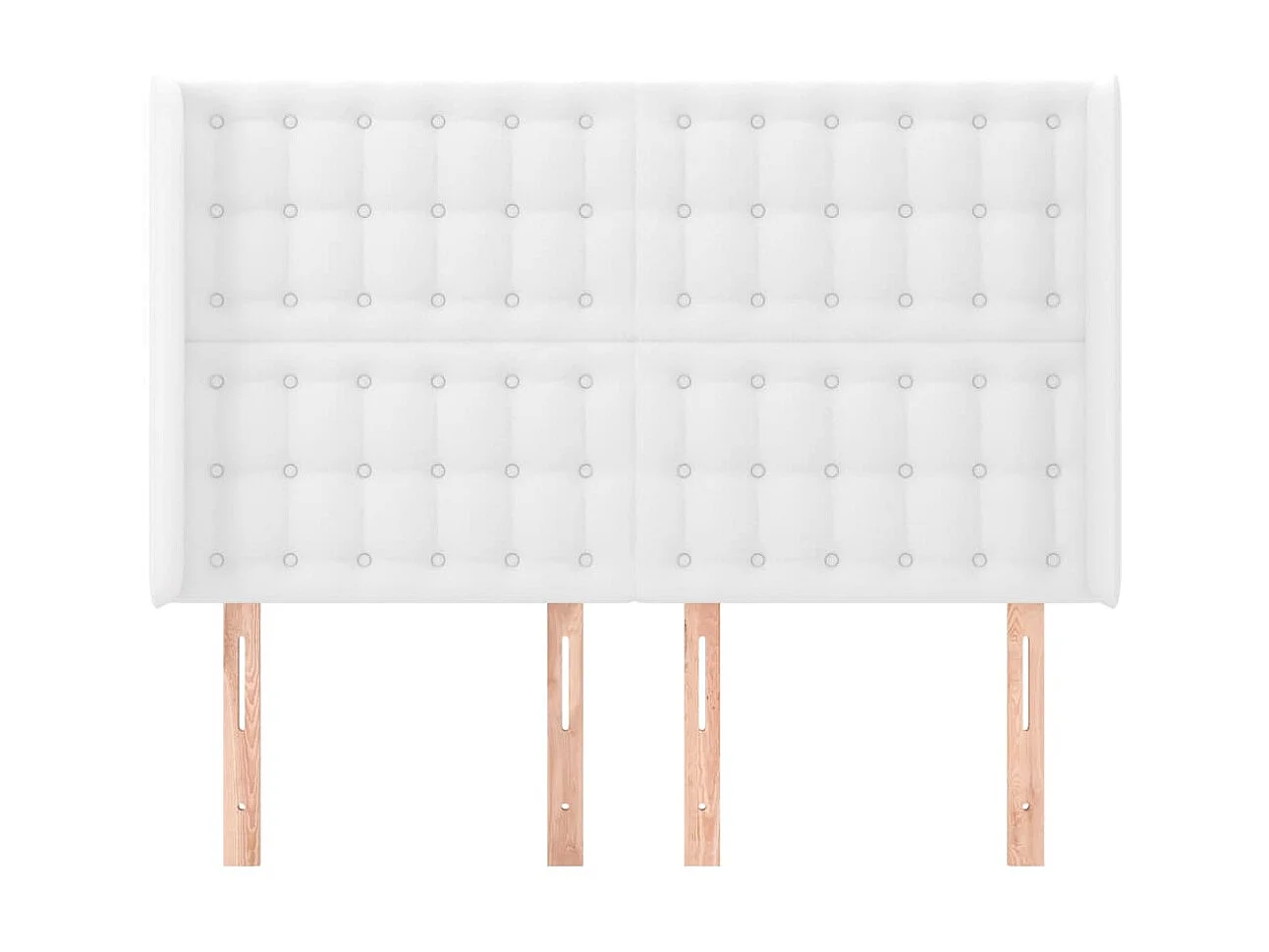 Cabeceira cama c/ abas couro artificial 147x16x118/128cm branco PT802696