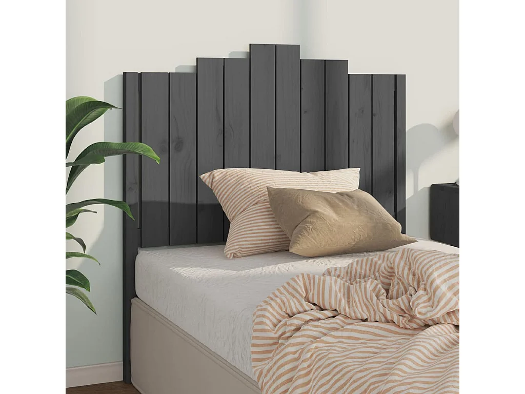 Tête de lit Gris 106x4x110 cm Bois massif de pin POI23649 BonneVie Meuble