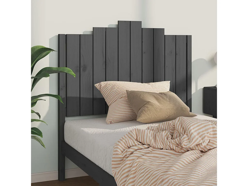 Tête de lit Gris 106x4x110 cm Bois massif de pin POI23649 BonneVie Meuble