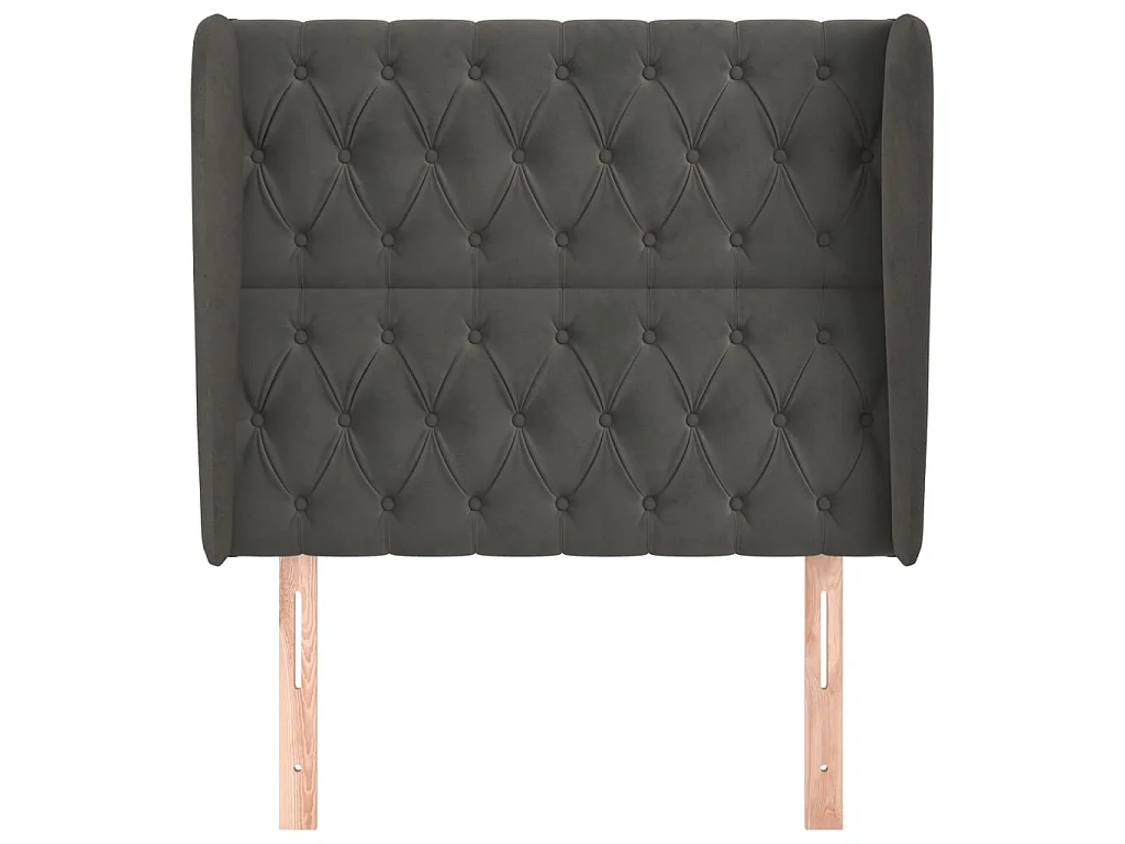 Tête de lit avec oreilles Gris foncé 93x23x118,128 cm Velours LKC79323 BonneVie Meuble
