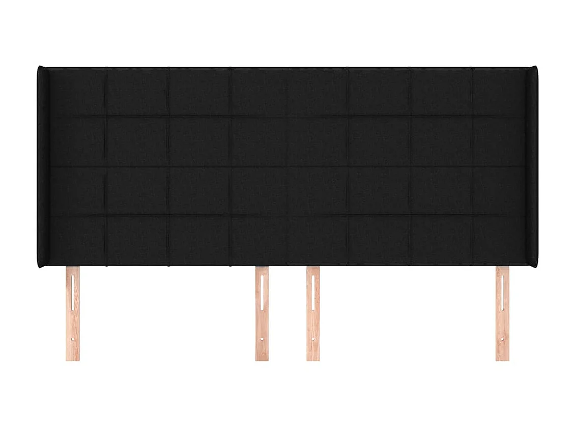 Tête de lit avec oreilles Noir 183x16x118/128 cm Tissu POI80944 BonneVie Meuble