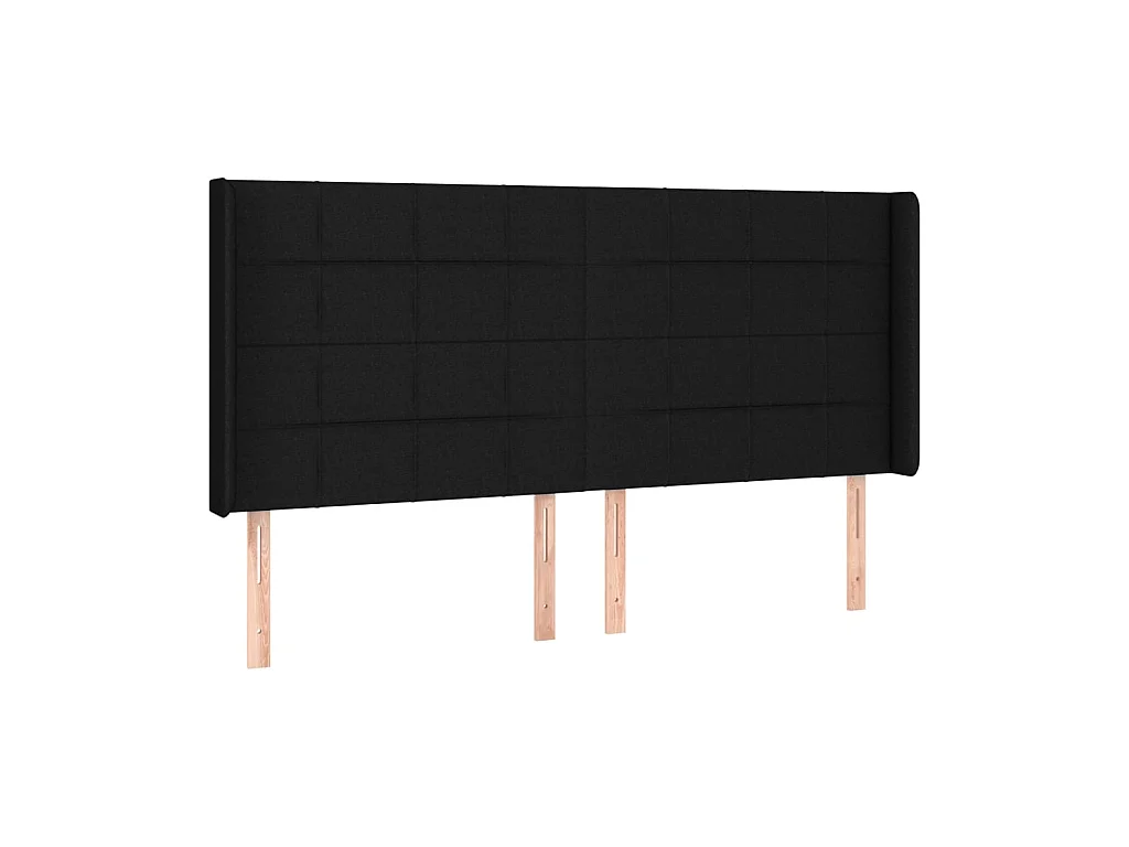 Testiera | Testata del letto ad Orecchio Nera 183x16x118/128 cm in Tessuto