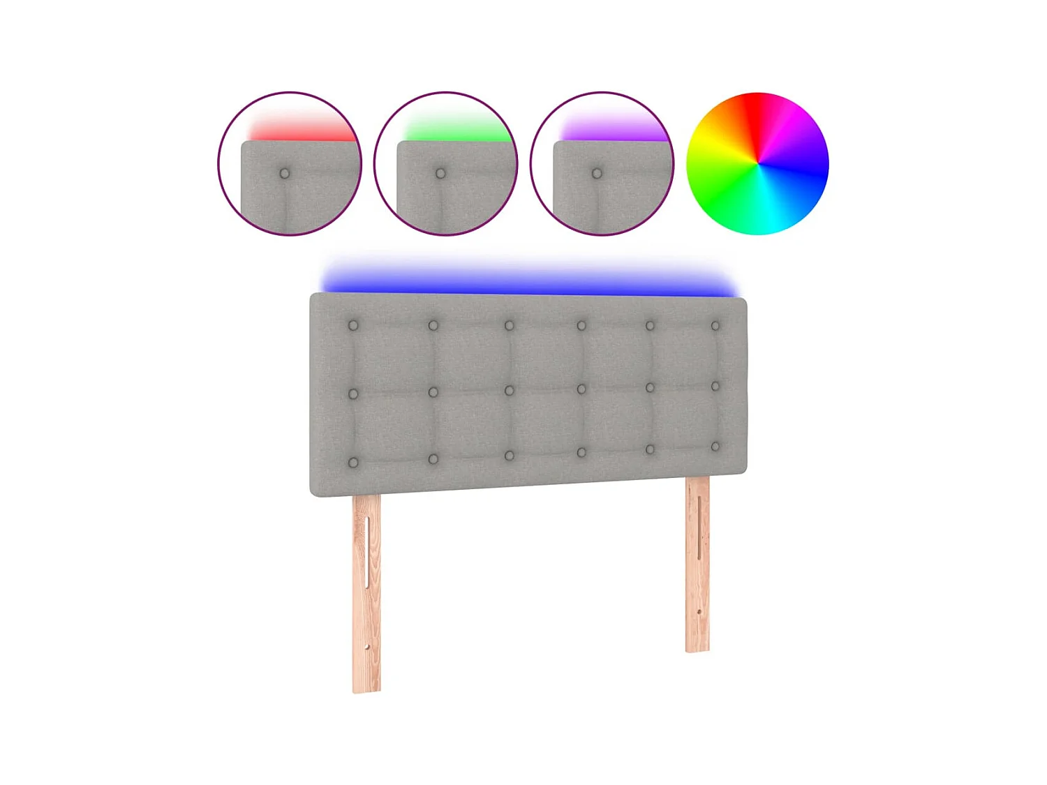 Cabecero con luces LED de tela gris claro 80x5x78/88 cm ES60800