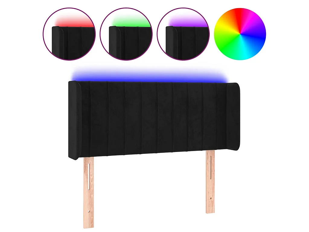 Tête de lit à LED Noir 103x16x78/88 cm Velours POI93302 BonneVie Meuble