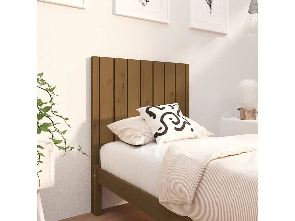 Tête de lit Marron miel 80,5x4x100 cm Bois massif de pin POI48767 BonneVie Meuble