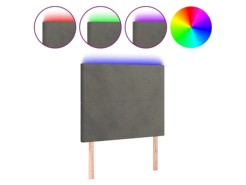 Tête de lit à LED Gris foncé 100x5x118/128 cm Velours POI90503 BonneVie Meuble