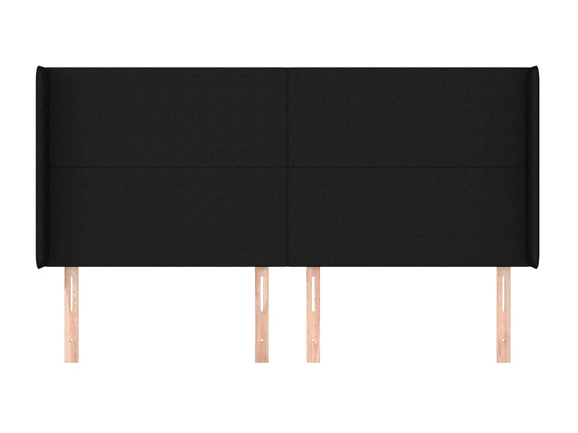 Tête de lit avec oreilles Noir 163x16x118/128 cm Tissu POI65150 BonneVie Meuble