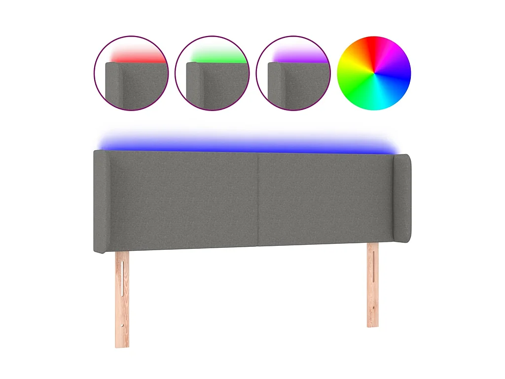 Tête de lit à LED Gris foncé 147x16x78/88 cm Tissu POI92905 BonneVie Meuble