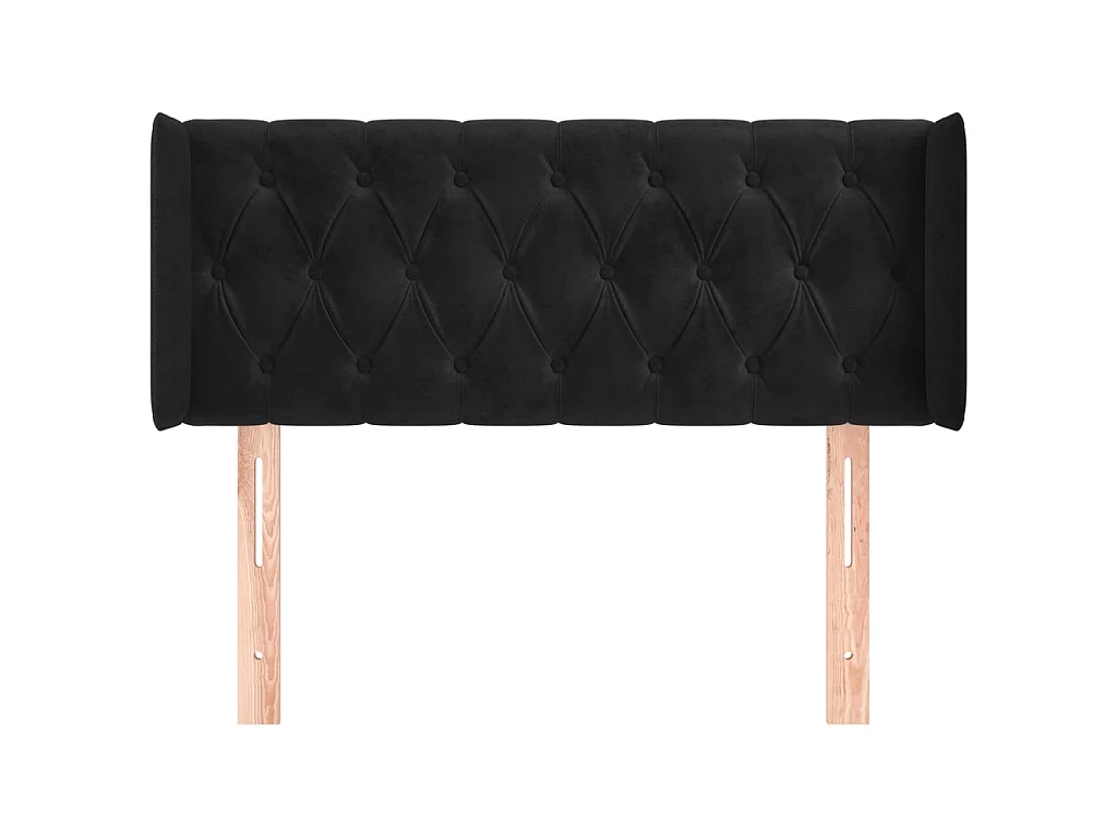 Tête de lit avec oreilles Noir 103x16x78/88 cm Velours POI20552 BonneVie Meuble