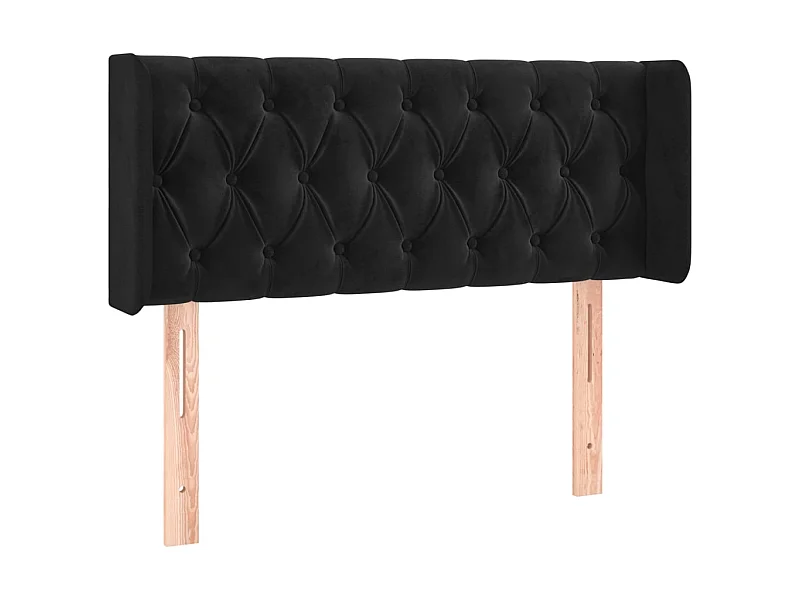 Tête de lit avec oreilles Noir 103x16x78/88 cm Velours POI20552 BonneVie Meuble