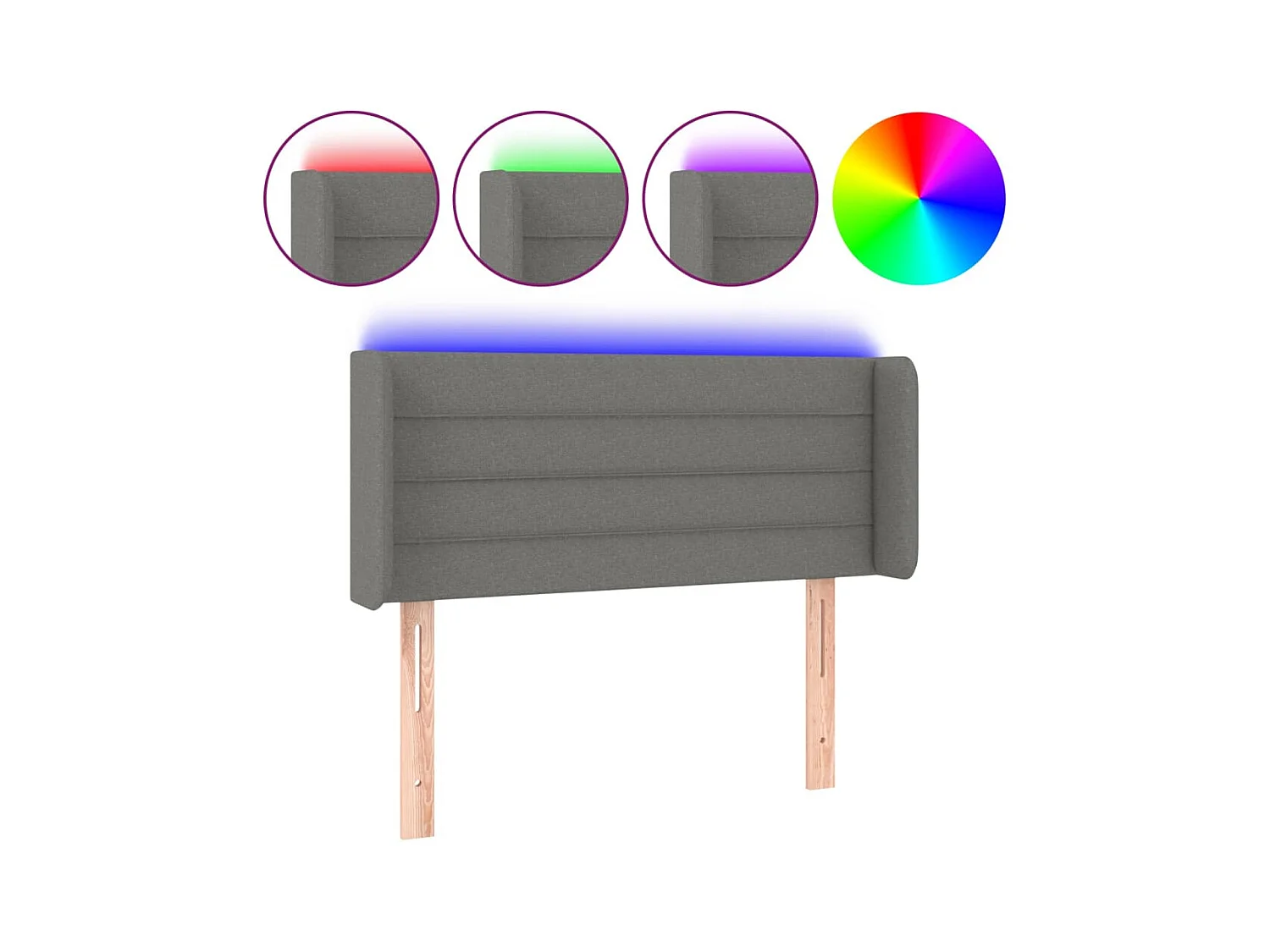Tête de lit à LED Gris foncé 103x16x78/88 cm Tissu POI64468 BonneVie Meuble