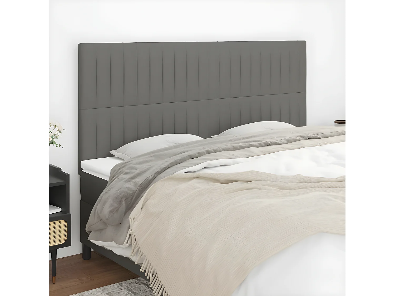 Hoofdborden 4 st 100x5x78/88 cm stof donkergrijs NL115158