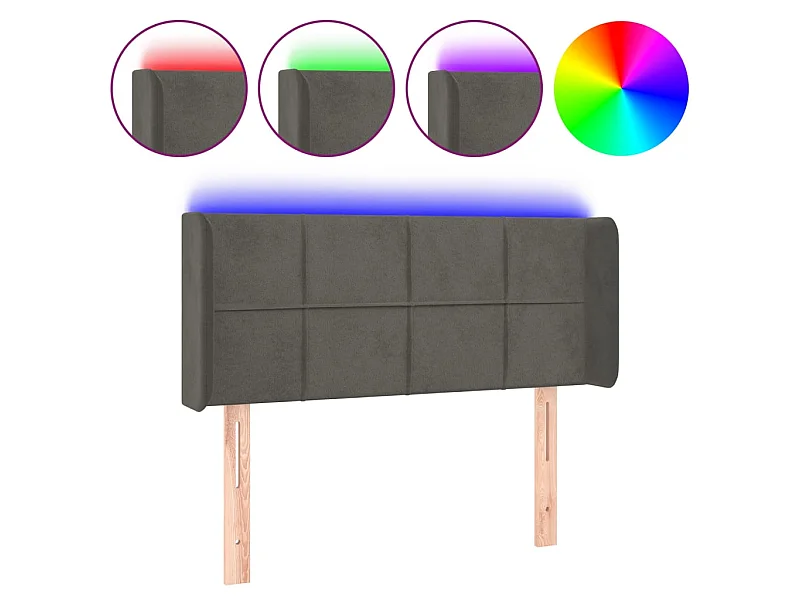 Tête de lit à LED Gris foncé 103x16x78/88 cm Velours POI98363 BonneVie Meuble