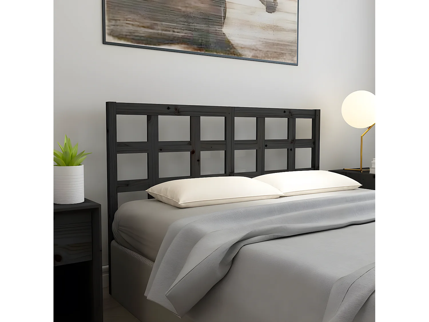 Tête de lit Noir 165,5x4x100 cm Bois massif de pin POI88387 BonneVie Meuble