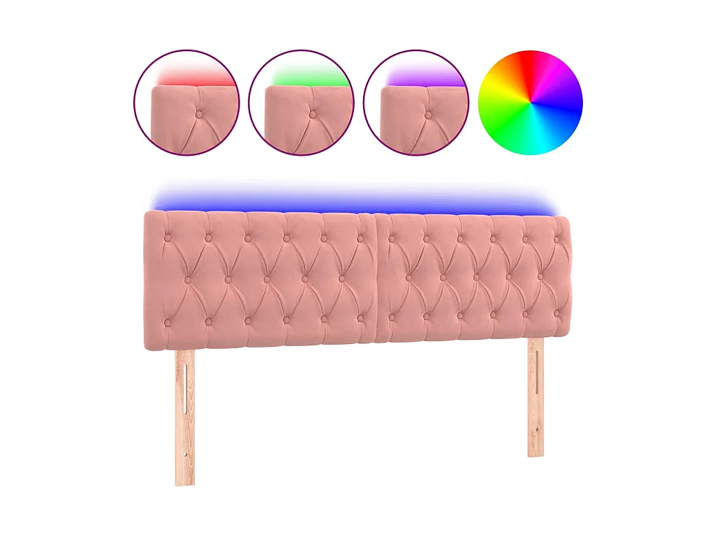 LED Kopfteil,Bettkopfteil Rosa 160x7x78/88 cm Samt -gkd132332