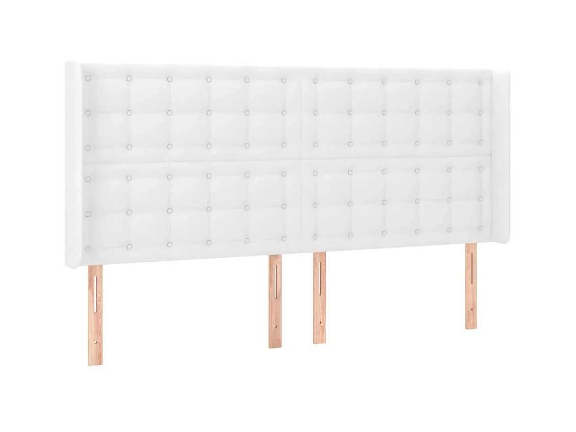 Tête de lit avec oreilles Blanc 163x16x118/128 cm Similicuir POI62842 BonneVie Meuble