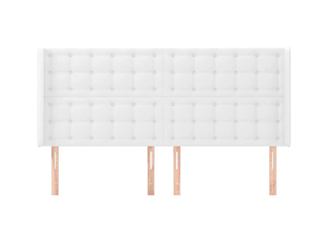 Kopfteil,Bettkopfteil mit Ohren Weiß 163x16x118/128 cm Kunstleder -gkd146492